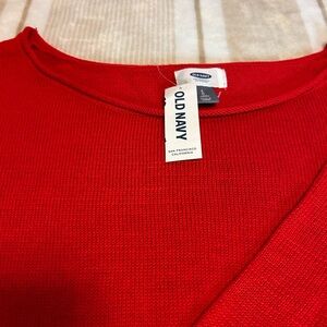 NWT- OLD NAVY red ladies rolled neckline ribbed knit sz L
